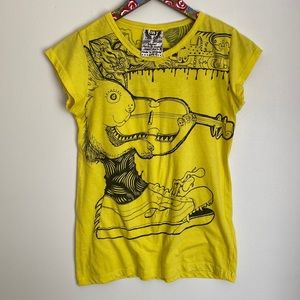 💛Unique Moon Flower yellow medium short sleeve tee.💛